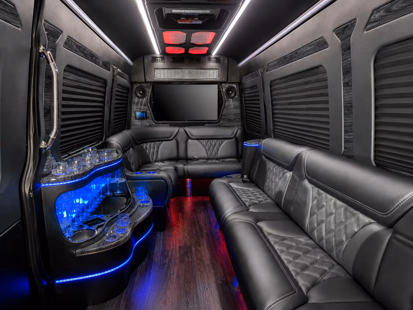 arcadia 40 passenger party bus inside
