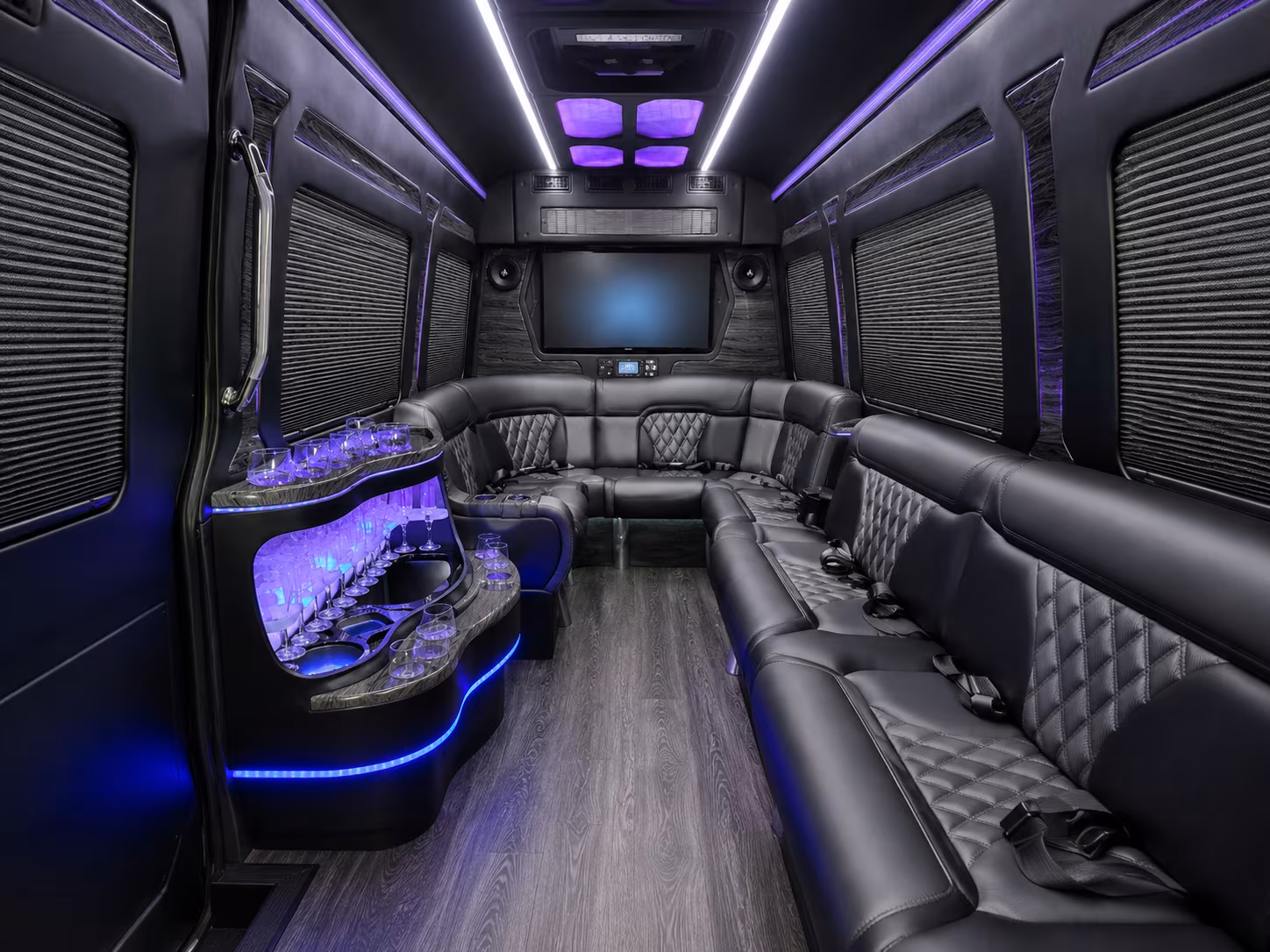 arcadia 50 passenger party bus inside