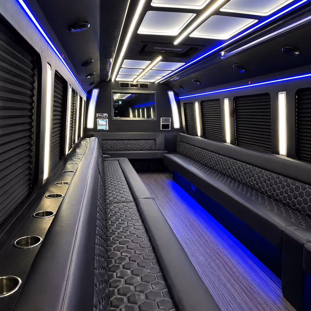 arcadia party bus rental interior